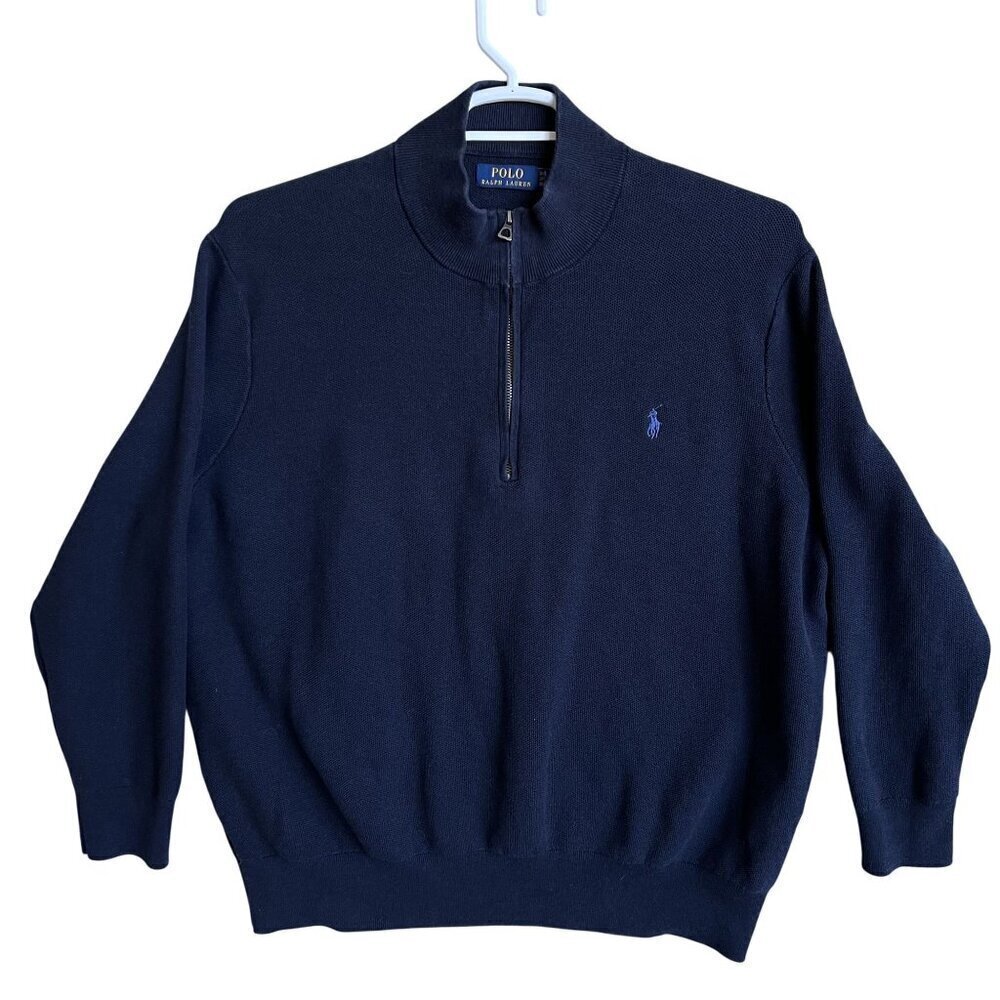 Polo Ralph Lauren Mens 3XB Navy 1/4 Zip Pullover Sweater Quiet Luxury Minimalist